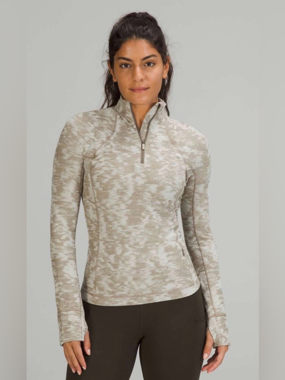 Lululemon It's Rulu Run Half Zip in Mini Jacquard White Opal Rover, Size 4, GUC!